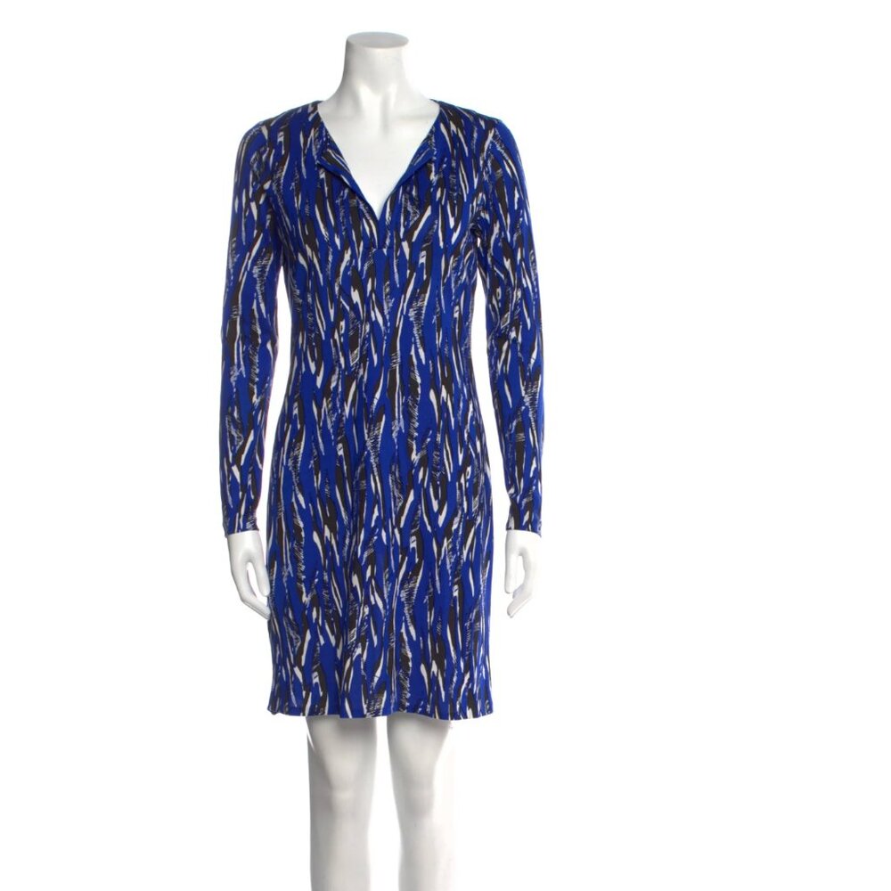 DvF "Reina" silk midi shift dress w bold  stripes abstract pattern xs
